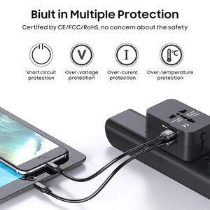 Adaptador de corriente de conmutación universal adaptador de viaje mundial todo en uno puertos de carga USB tipo c