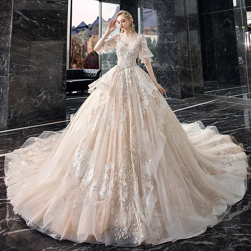 2022 nuovo abito da sposa a maniche lunghe temperamento che copre la pancia incinta abito da sposa principale di grandi dimensioni super fairy dream tail