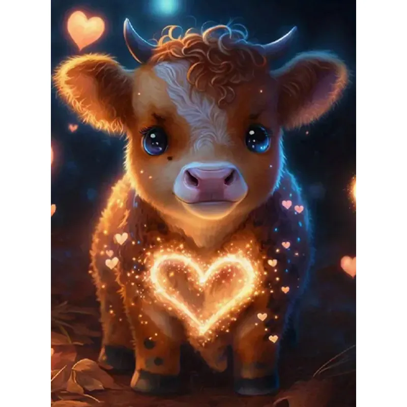 Factory Direct Sale Diamond Mosaic Cattle Animal 5d Full Round Drill Painting New Collection Fantasy 30x40cm Home Decoration