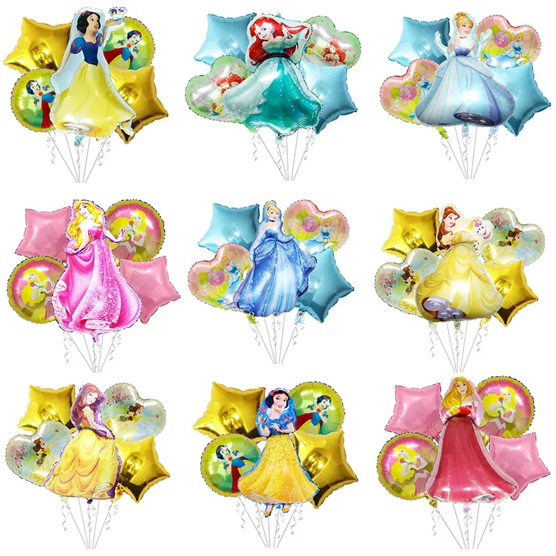 New Snow-White Five Piece Set Series Sleeping Beauty Girls Balões de alumínio para decoração de festa de aniversário infantil