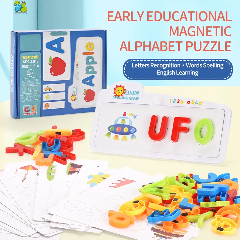 Lettere maiuscole per bambini giocattoli puzzle lettere parole ortesi giocattoli per l'apprendimento dell'inglese