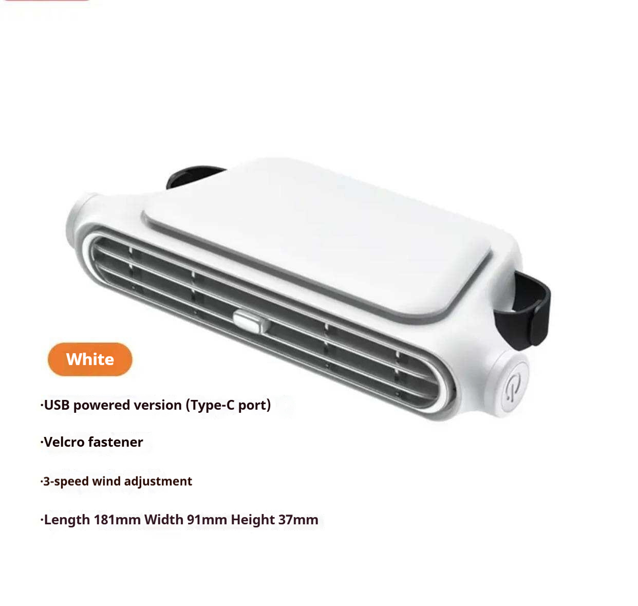 Klx05 white-usb plug-in-car seat fan