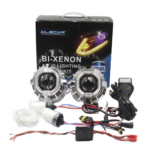 AILECAR 12V 35W H1 HIDバイキセノンプロジェクターレンズキット、ダブルLEDエンジェルアイ付き - Product Image 1