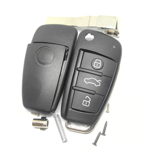 HU66 flip anahtar kılıfı ile yuvarlak logo yer ile anahtar boş a-udi 3 düğmeler modifiye itmeli anahtar - Product Image 2