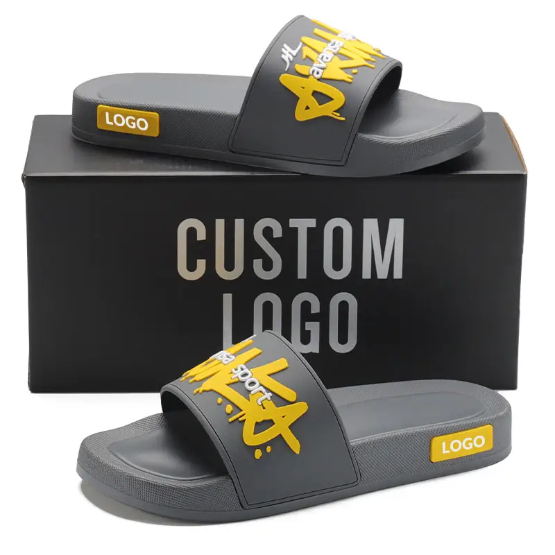 Xsheng OEM Faça Sua Marca Personalizada Slides de Alta Qualidade Personalizado Soft Pvc Unisex Sandálias de Deslizamento Chinelos Homens Chinelos Novo Design 2023