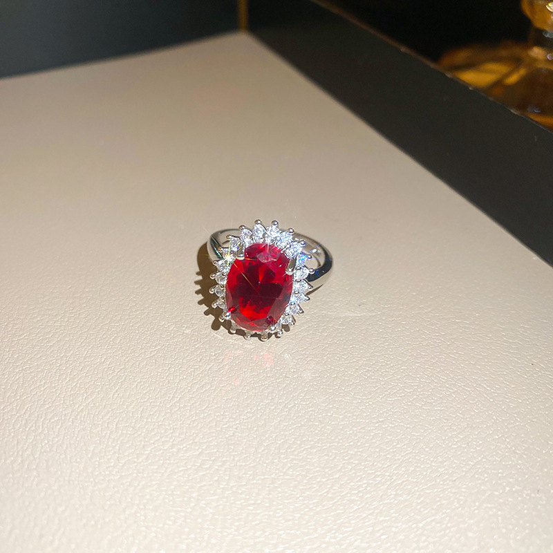 Bague 31# - Argent - Rouge - Fleur