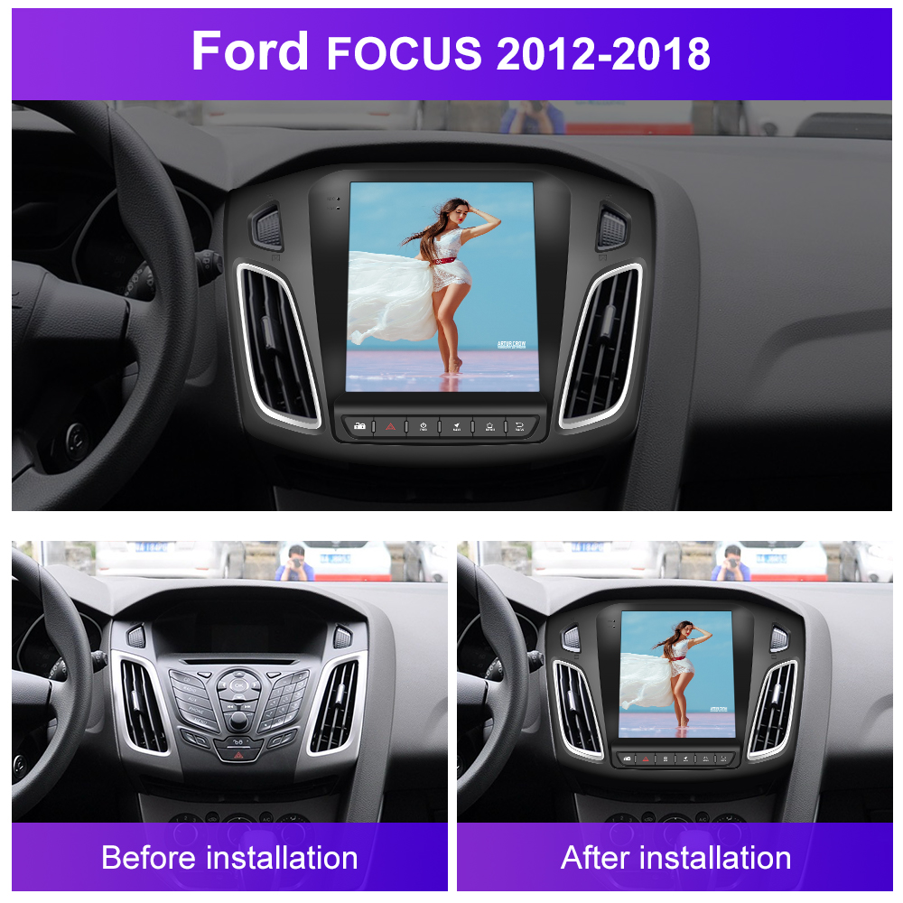 Podofo 9.7 Inch 2DIN Car Panel For FORD Focus 2012-2018 Screen Radio Fascias Panel Frame 2 Din Headuint Car Stereo Frame