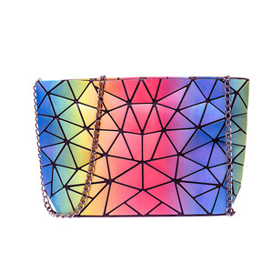 Customizable Plain Color <strong>Changing</strong> rainbow Geometric Mini Size <strong>Gift</strong> Handbag Cosmetic Makeup Phone Pouch Toiletry Messenger Bag - Product Image 2