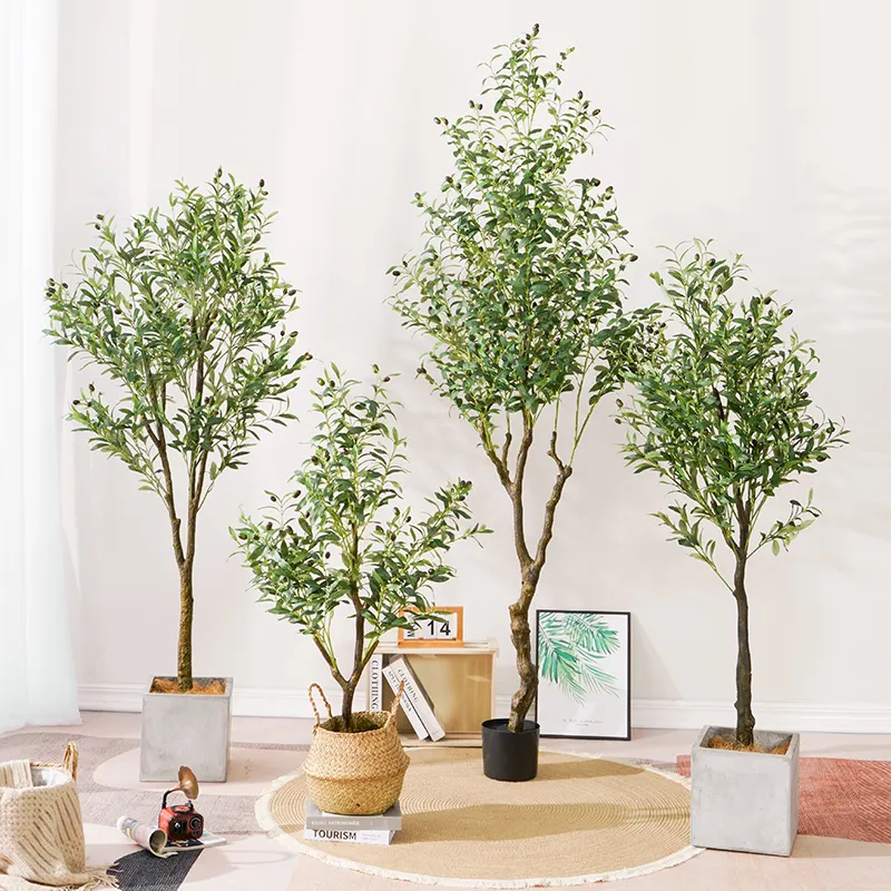 High Simulation Fake Plastic Plants Indoor Outdoor Garden Nearly Natural Decorative Olive Artificial Tree