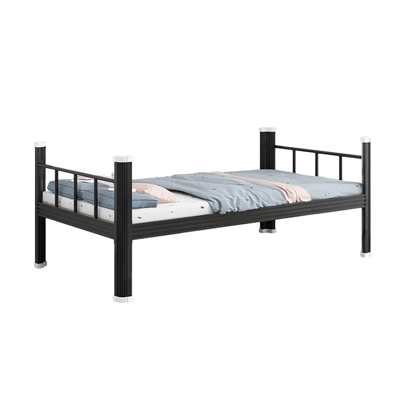 Manufacturer direct selling ferrous metal bed stead large headboard single platform mattress base thickened iron bed frame