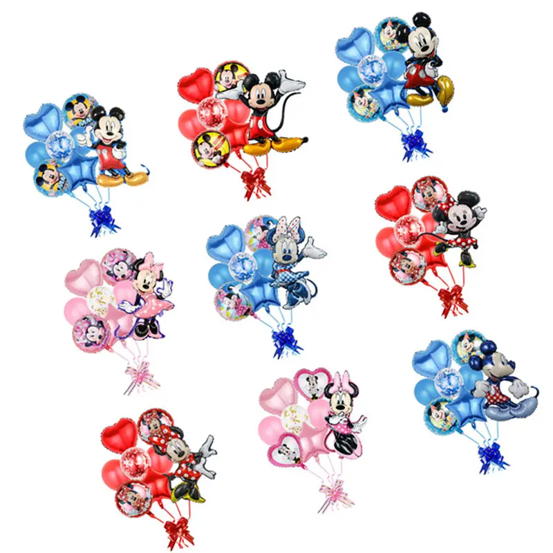 Juego de globos de látex con dibujos animados de Mickey y Minnie para niños, decoración de fiesta de cumpleaños, Baby Shower, 10 unidades