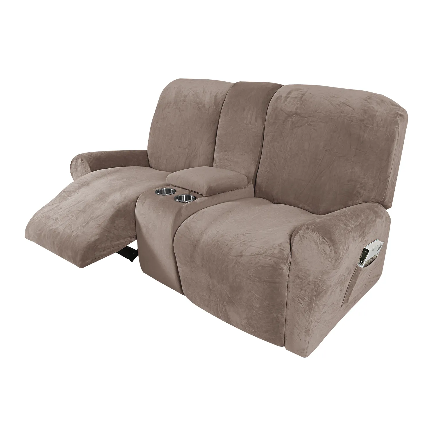 Coprisedia reclinabile di alta qualità coprisedia reclinabile in velluto con portabicchieri centrale per 1 2 3 posti
