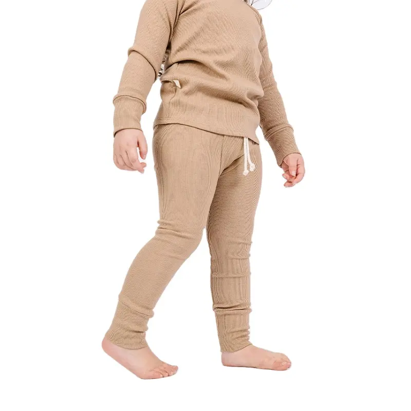 Mallas de bebé con rib de bambú orgánico, leggings de bebé respetuosos con el medio ambiente, pantalón de bebé con ribete de bambú, pantalones de punto para niño pequeño