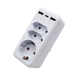<strong>Multi</strong> Conversion Socket 250V 16A <strong>EU</strong> 3 Way Power <strong>Adapter</strong> <strong>Plug</strong> <strong>with</strong> USB Germany Standard 3680W 3 Outlets Outlet Electr 1 Usb - Product Image 1