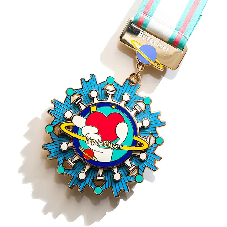 Il Design dei produttori personalizza le medaglie per bici in bronzo opaco in lega di zinco 2D