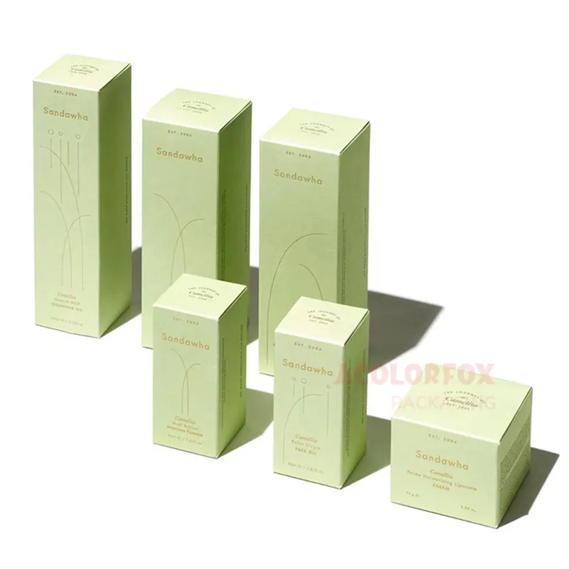 Kotak kemasan krim perawatan kulit produk kosmetik kustom kotak kertas kerajinan Matte buram hijau Mint Perawatan Kulit