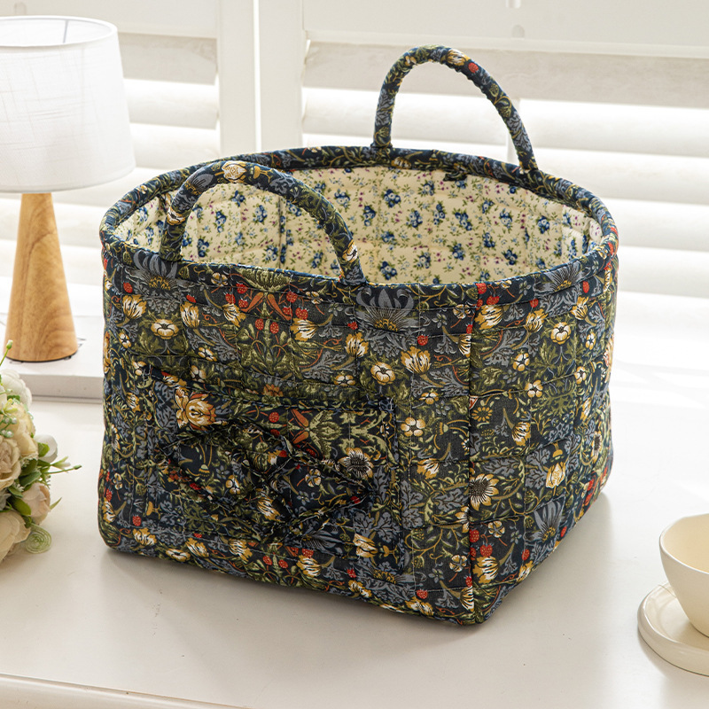 Panier fourre-tout matelassé-bleu marine-33cm26cm27cm