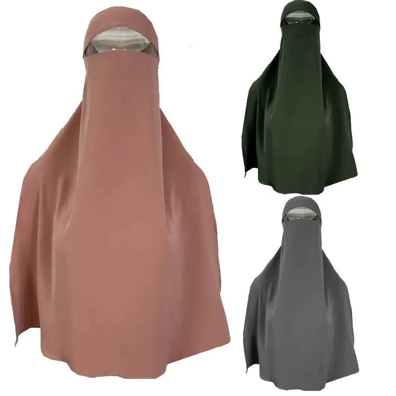 Preghiera islamica hijab arabian abaya khimar ramadan muslim face cover half niqab velo donna sciarpa islamica turbante hijab