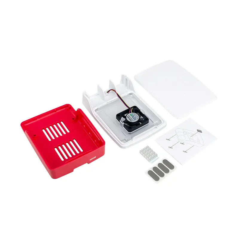 Raspberry Pi5 GenerationPi5公式の赤と白のルーズシェルRaspberryPiケース冷却ファン保護ケース