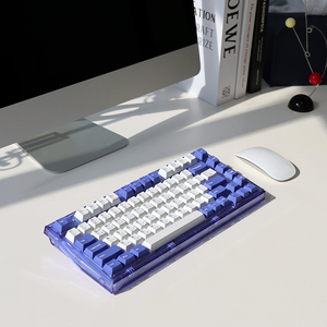 ABKO AG75W Purple <strong>Blue</strong> Keyboard Wired Wireless <strong>2</strong>.4GHz Bluetooth Double PBT Translucent Body 82Keys Keyboard TYPE-C Kailh Box V2 - Product Image 2