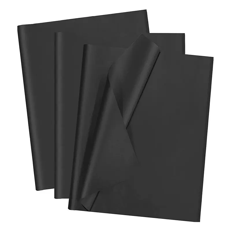 Recyclebaar Zwart Inpakpapier 17gsm Zwart Tissuepapier Custom Merk Logo Tissuepapier Verpakking Voor Cadeau