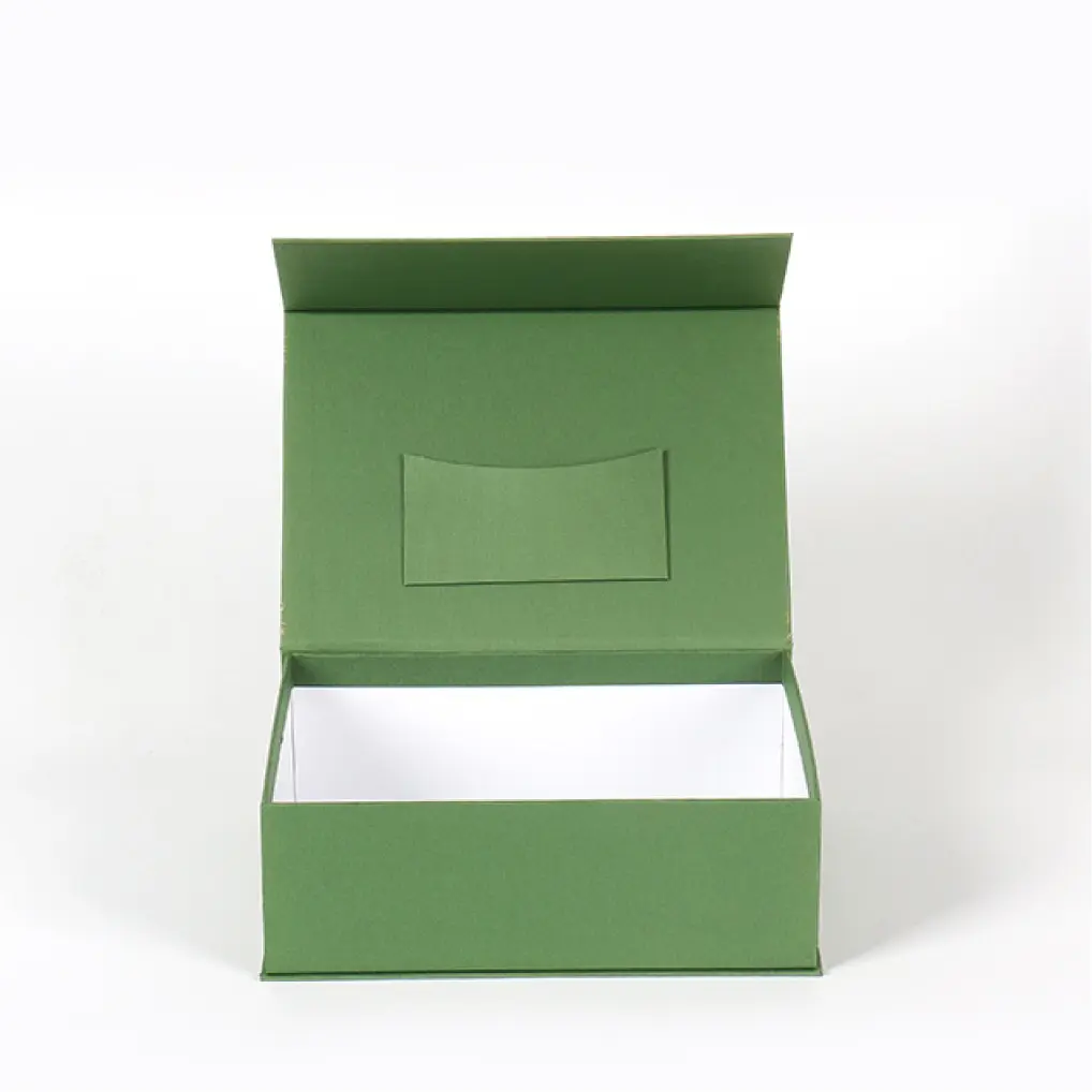 Caixa magnética de design personalizado, caixas verdes, embalagens criativas, caixa de presente de papelão
