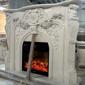 Kunden spezifische natürliche weiße Marmor Stein Kamin Skulptur Dekoration handgemachte Schnitzerei Marmor Kamin Surround Mantel - Product Image 3