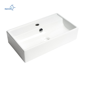 Aquacubic Rectangular Bathroom Vessel Porcelain Ceramic Abovecounter Bathroom <strong>Sink</strong> <strong>with</strong> <strong>Overflow</strong> - Product Image 1