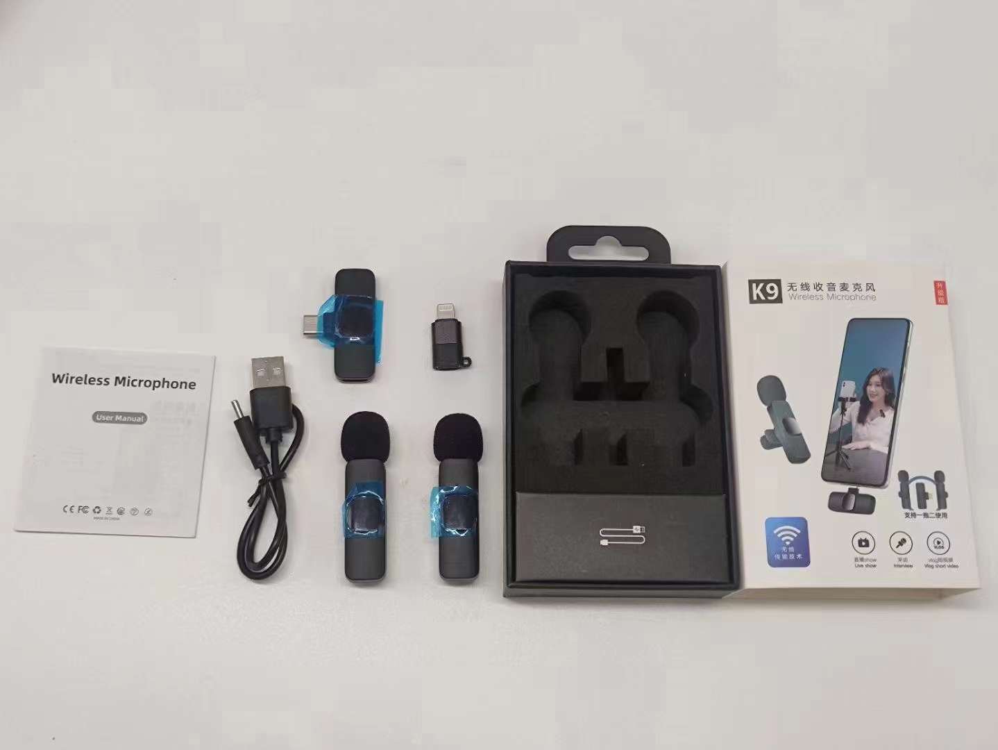 2 Microphones Type C avec Adaptateur IP - Noir
