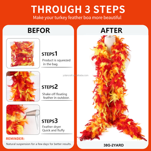 Two-color in Stock 120g Dyed Color 2yard Turkey Feather Boa Environment Friendly of Rich Colors for Halloween Decoration - Product Image 4