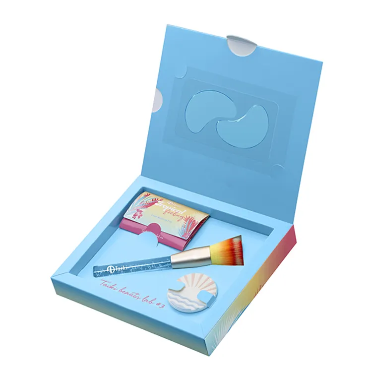 Caja de embalaje de brochas de maquillaje para mujer, cajas de papel con Kits para estuche de regalo profesional, tamaño pequeño y de lujo, color negro, etiqueta privada personalizada
