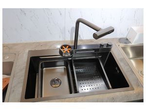 HT7546达森单碗厨房水槽，带排水篮手工水槽