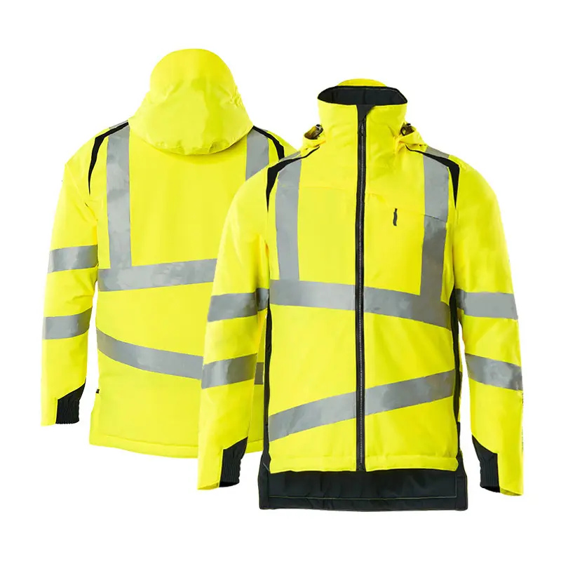 Ropa DE TRABAJO reflectante Gabardina gruesa Más Chaqueta de algodón Abrigo DE TRABAJO amarillo fluorescente Abrigo frío Ropa DE SEGURIDAD reflectante