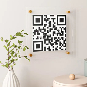 Laser Cut quadrato in acrilico trasparente QR Code Display Board a parete Perspex QR Code per negozi