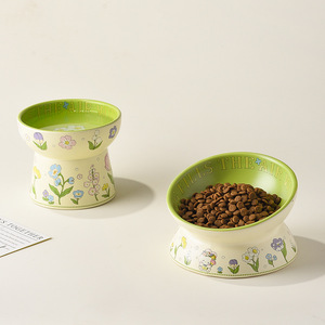 带防翻转设计喂养碗的宠物用耐腐蚀花卉图案陶瓷碗 - Product Image 6