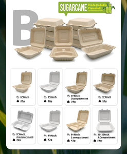 FULING 8 inç 3 bölme Compostable kapaklı Take-Out/to-Go gıda kutuları biyobozunur konteynerler - Product Image 6