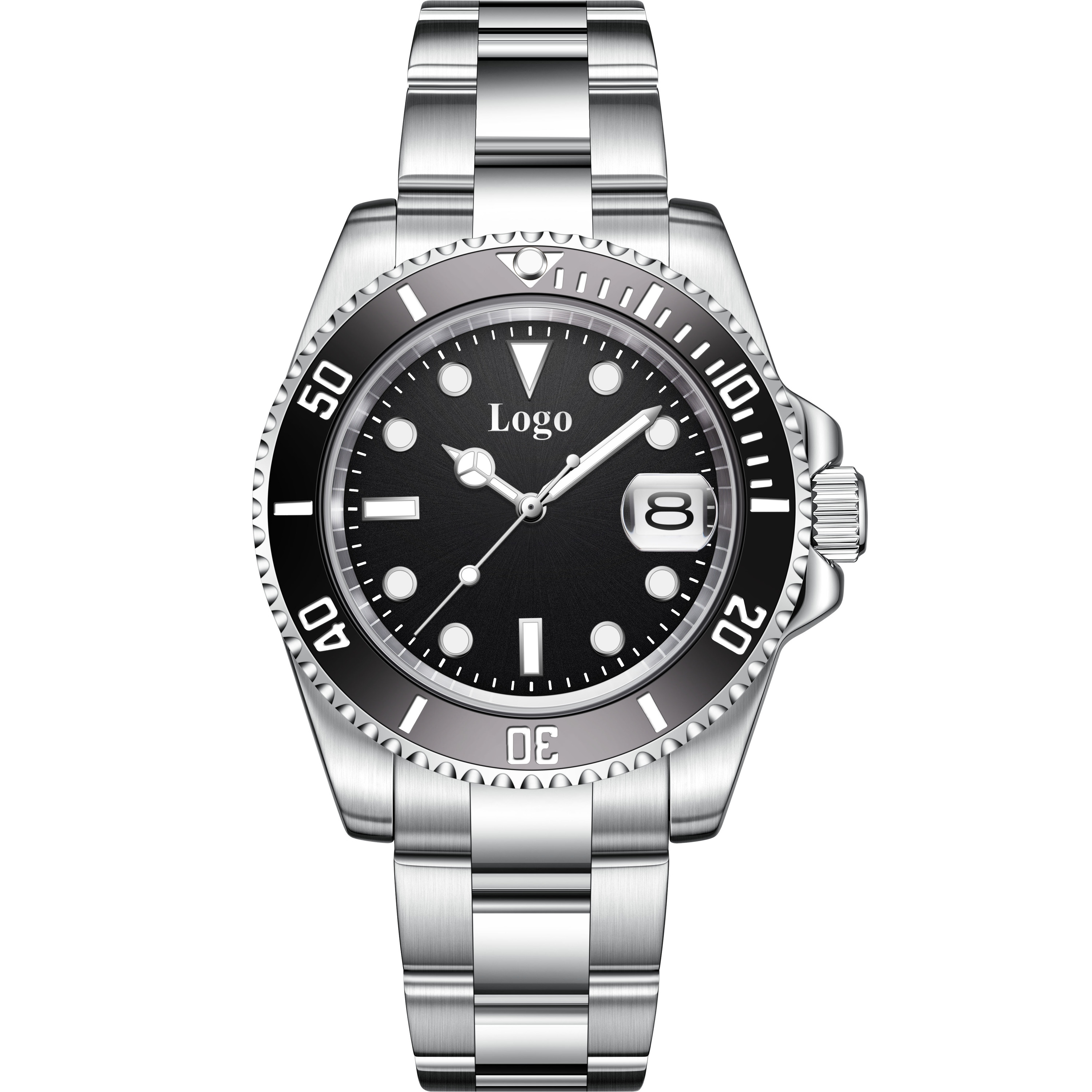 silver black dial