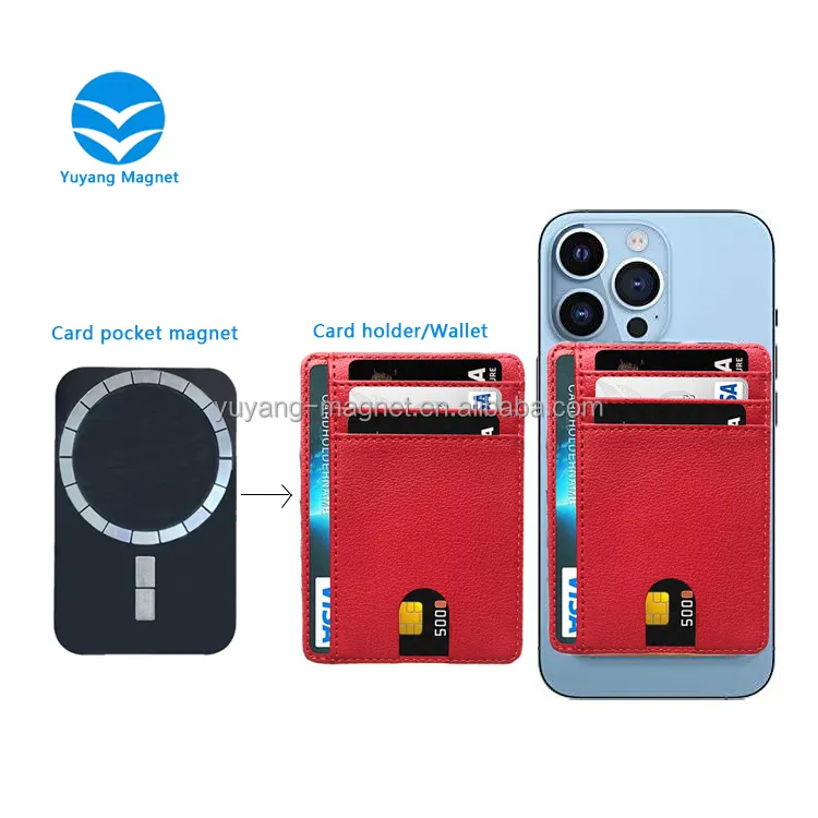 Desain baru Magnet dompet terbaru Magnet menambahkan Magnet ke kartu lengan N52 Magnet untuk menghubungkan ponsel dan dompet