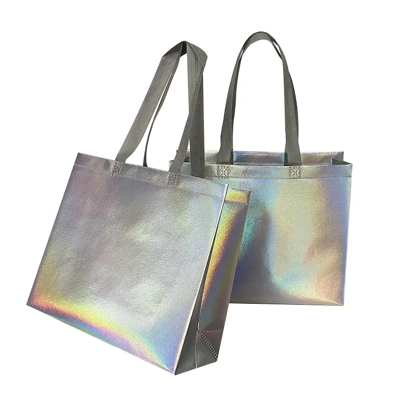 Fabricante de sacola de compras personalizada para festas de compras em metal dourado laminado não tecido Rpet