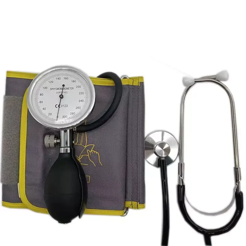 Juego de Monitor de presión arterial, esfigmomanómetro aneroide Manual de brazo libre de mercurio con estetoscopio, médico, barato