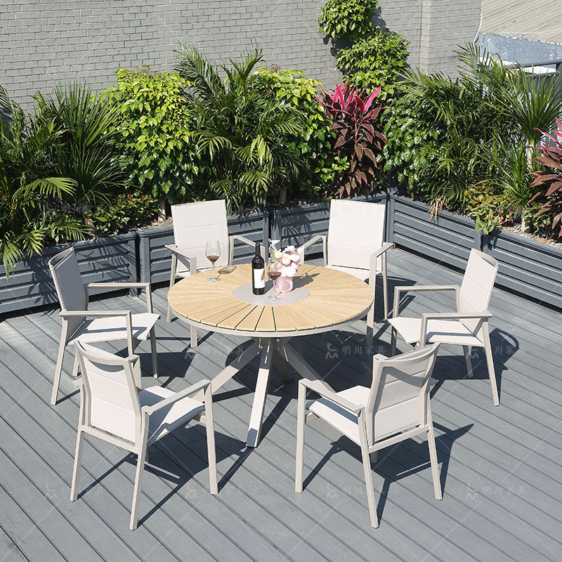 6 double-layer split cloth chair-120 plastic-wood round table