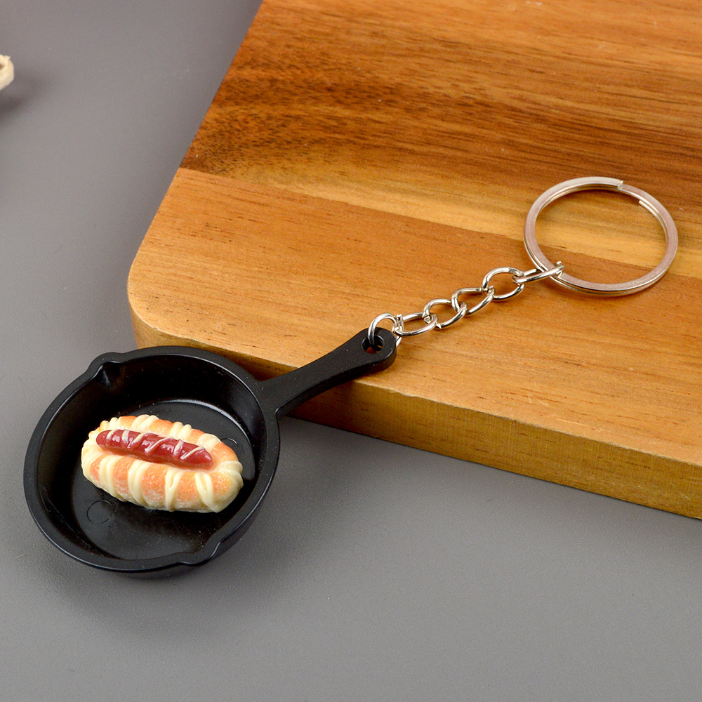 Porte-clés poêle à hot-dog au fromage
