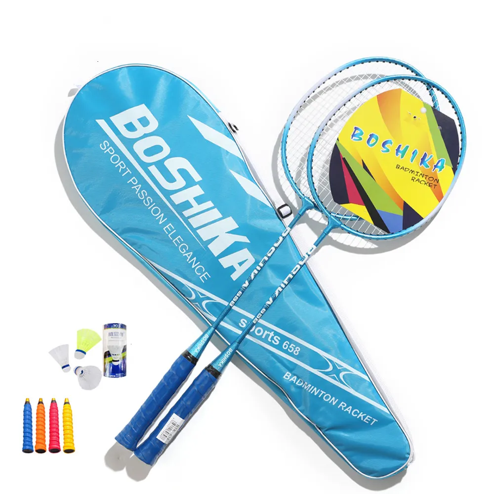 Çocuklar ve yetişkinler seti demir alaşımlı uygulama badminton raketleri
