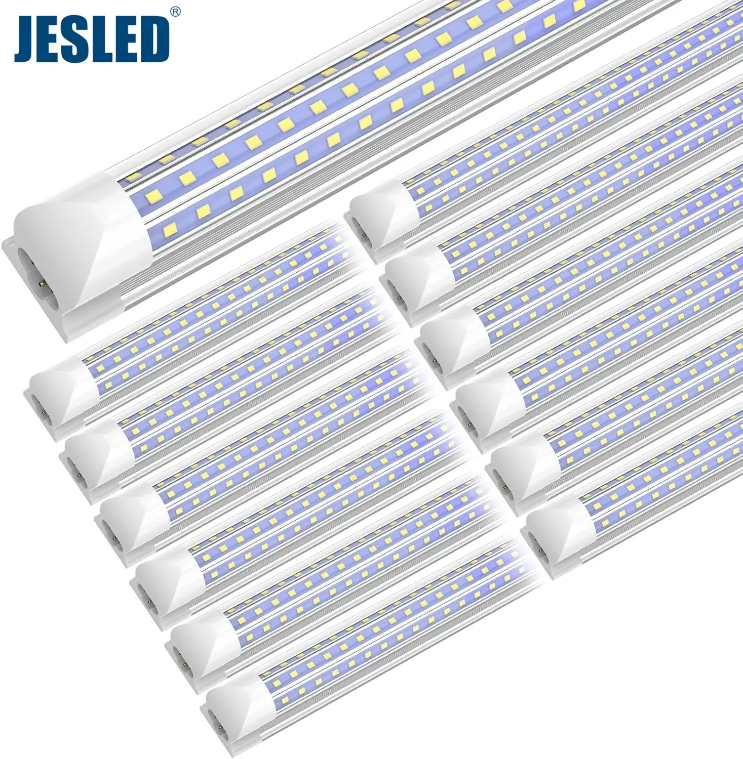 JESLED LED 튜브 전등 2ft/4ft/5ft/6ft/8ft T8 led 튜브 D자형 고출력 투명 커버 연결 가능 8 발 차고 상점 조명