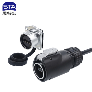 LP24 HDMII 4k高清视频电缆防水IP67方形双母插座，带用于电线连接的公连接器 - Product Image 1