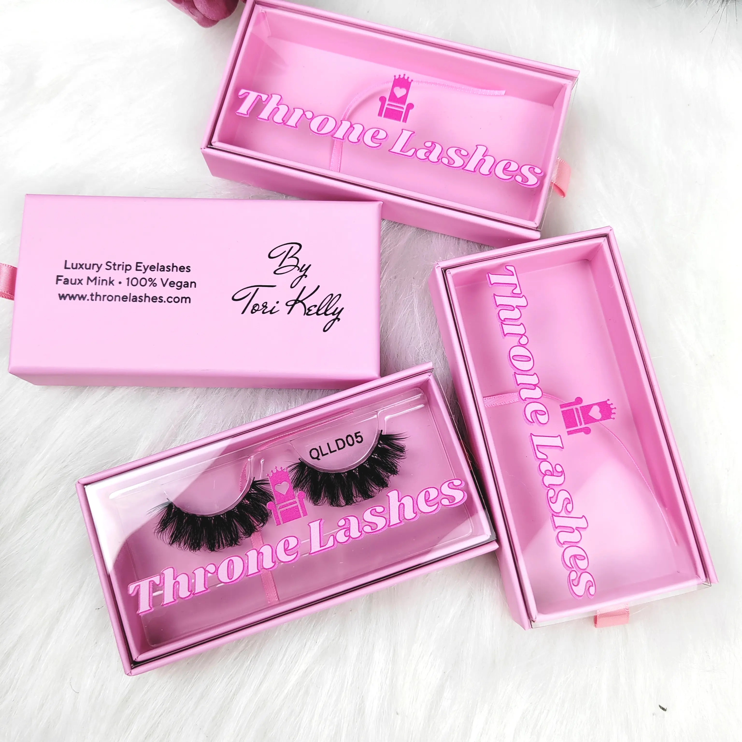 Caixa de gaveta transparente em pvc para cílios, caixa de embalagem luxuosa com logotipo personalizado, transparente, cor rosa, B1213