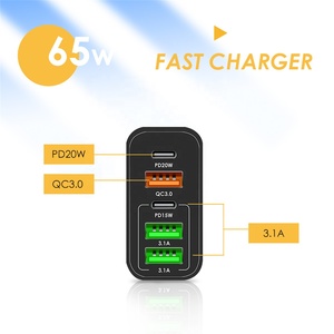 Wholesale US/EU/UK 65W Fast Charger PD20W+QC3.0 USB Quick Wall Charger 5Port Type C Usb a Fast Charger for IPhone/Huawei/<strong>Sumsang</strong> - Product Image 6