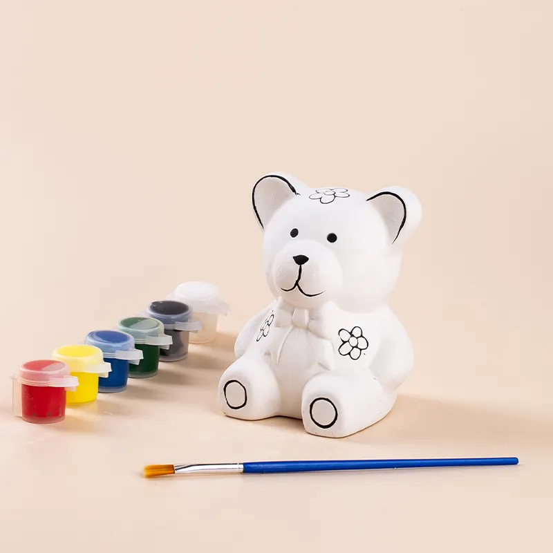 YUANWANG DIY Bisque unbemalt 3D Keramik Karikaturfigur handgefertigt malen eigenes Kind Geschenk mit Pigment
