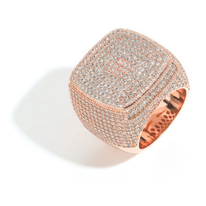 Men's Diamond Ring, square Ring with Exaggerated <strong>Micro</strong> <strong>Inlay</strong>, 5A Cubic Zirconia Hip-hop Ring - Product Image 2