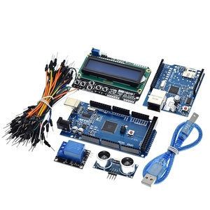 TZT Mega 2560 r3 per arduino kit + HC-SR04 + cavo breadboard + modulo relè + W5100 UNO shield + LCD 1602 schermo tastiera